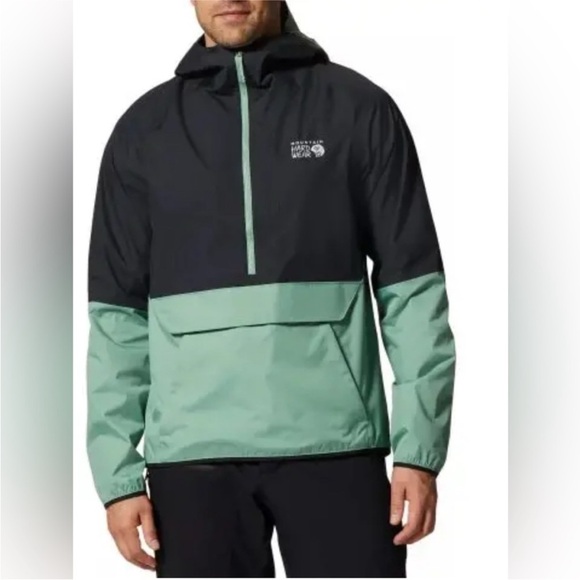 Mountain Hardwear Men's Rainlands Black Green Anorak Windbreaker - Picture 1 of 6